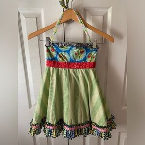 Matilda Jane It’s A Wonderful Parade Limeade Ellie Roundabout Halter Dress SZ 6